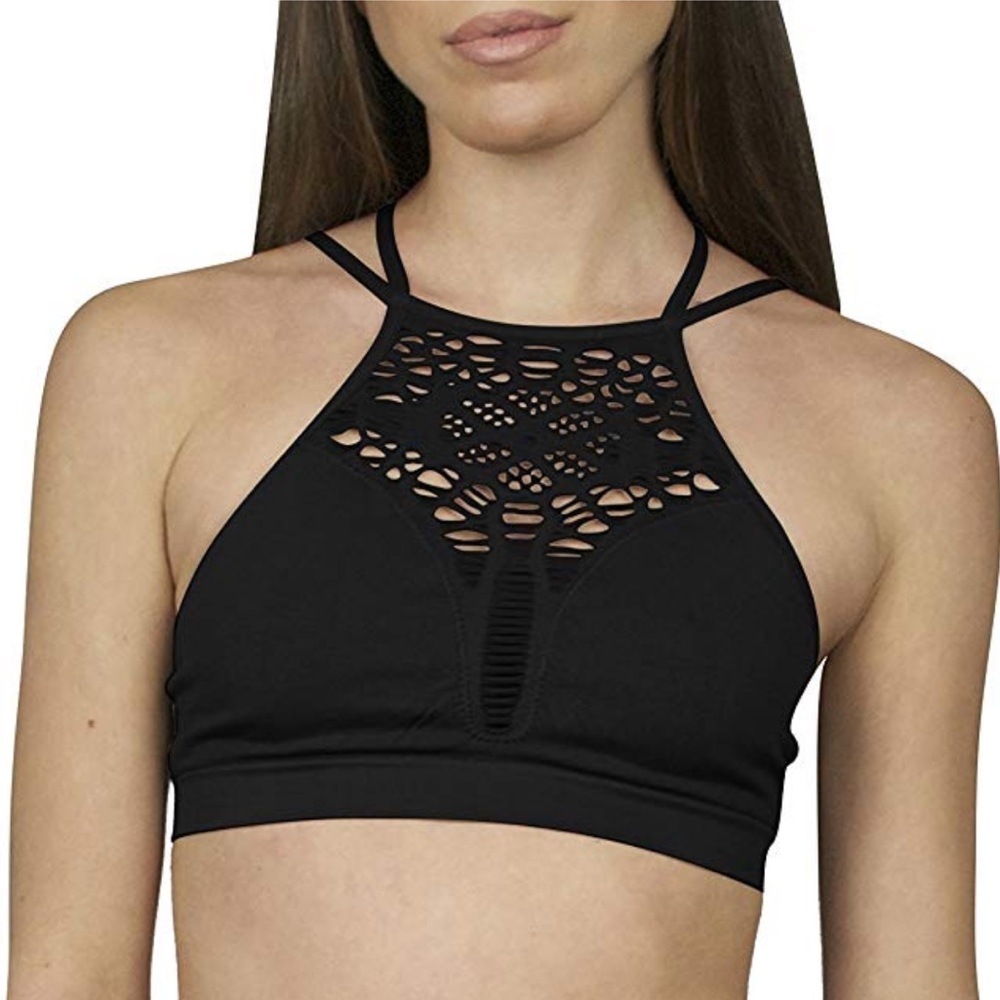 High neck cutout strappy bralette top